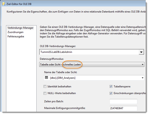 Datenziele konfigurieren