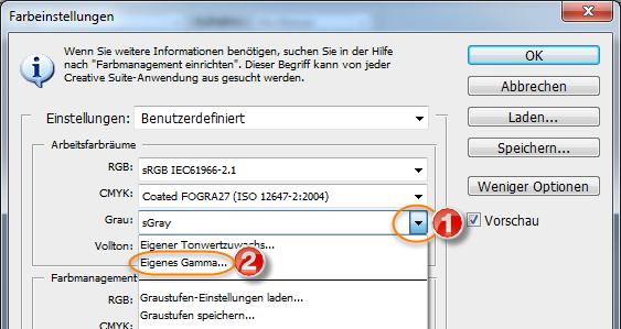 PS Farbeinstellungen